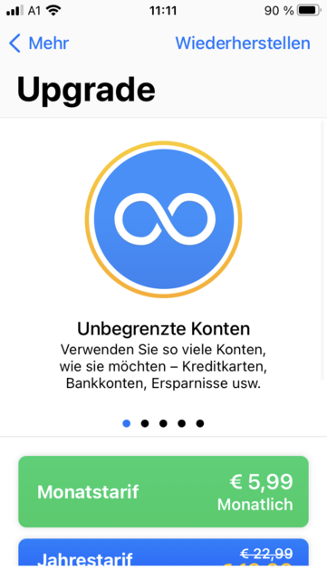 Unser App Tipp der Woche "Wallet" ist ein Haushaltsbuch, um eine bessere Übersicht über seine Finanzen zu behalten. Wallet gibt es für IOS und Android.  | Foto: Screenshot