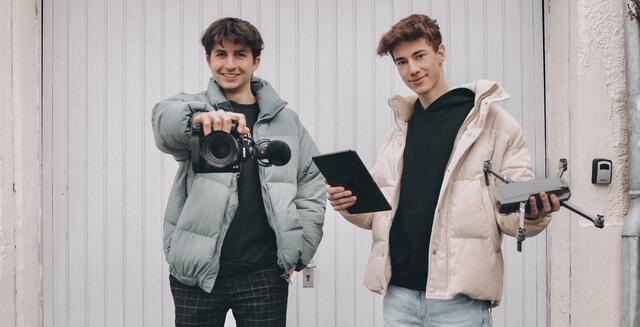 Die beiden Bischofshofener Philipp Girardi und Matthäus Mairhofer fangen die besten Bilder mit Kameras und Drohne ein. | Foto: Mairhofer/Girardi