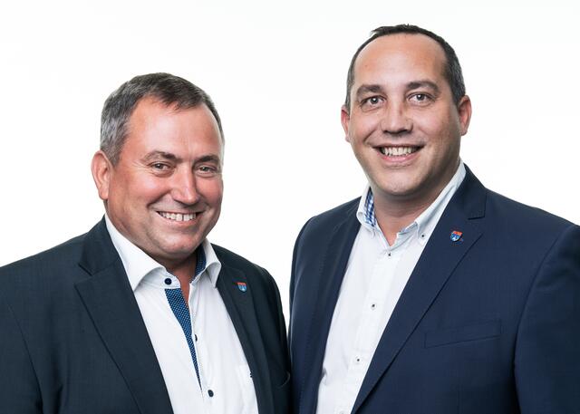 Bürgermeister Bernhard Karnthaler und Wirtschaftsbund-Obmann Markus Kitzmüller-Schütz. | Foto: Johannes Friedl