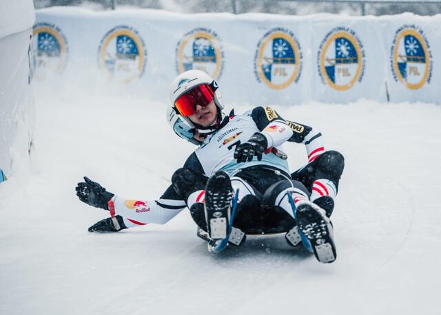Fabian und Simon Achenrainer aus Ried im Oberinntal rodelten bei der WM in Umhausen nur ganz knapp am dritten Platz vorbei. | Foto: ÖRV/Miriam Jennewein