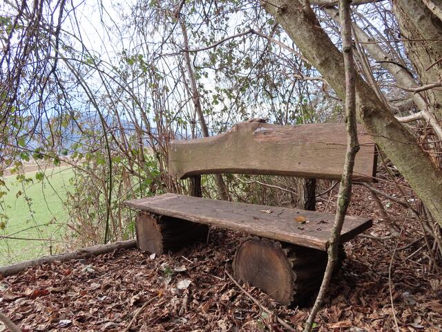 Er offenbarte mir u.a. zwei verborgene selbstgebaute Sitzgelegenheiten für Liebespärchen - im Sommer sehr verwachsen.