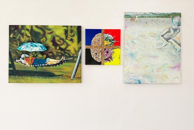 Triptychon 2020 von Petra Sousan - derzeit in der Ausstellung im Dinzlschloss Villach zu sehen | Foto: Petra Sousan