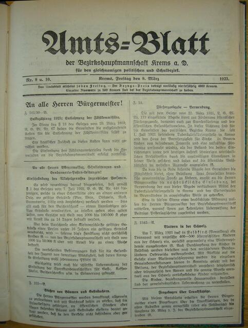 Titelseite des "Amtsblatts" mit dem Bericht über die Blattern-Verdachtsfälle. 