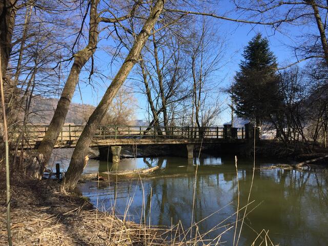 Gut in die Natur passt die Brücke über die Tiebelbach.