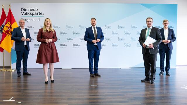 Sie zogen Bilanz zum Commerzialbank-U-Ausschuss: Thomas Steiner, Julia Wagentristl, Christian Sagartz, Markus Ulram und Patrik Fazekas | Foto: ÖVP Burgenland