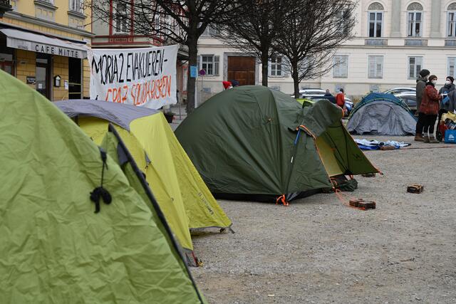 In Graz gab es zuletzt eine Protest-Camp-Aktion. | Foto: Alexander Karnowschek