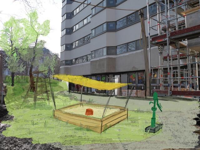Ein großer Garten mit viel Platz zum Spielen ist auch dabei.