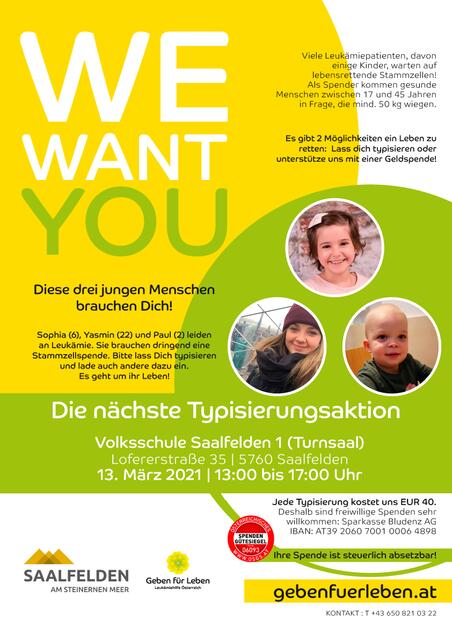 Typisierungsaktion in Saalfelden
