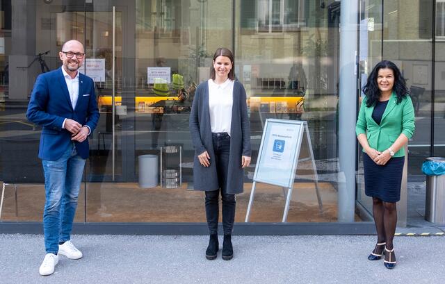 Bürgermeister Michael Ritsch, Carina Kirisits und Vizebürgermeister Sandra Schoch  | Foto: Landeshauptstadt Bregenz