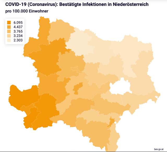 Bestätige Infektionen in NÖ.