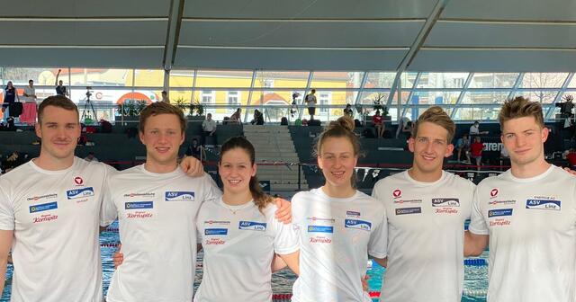 V. l.: ASV-Linz-Asse Bernhard Reitshammer, Simon Bucher, Johanna Enkner, Lena Kreundl, Paul Espernberger und Alexander Trampitsch. | Foto: Daniel Wartner