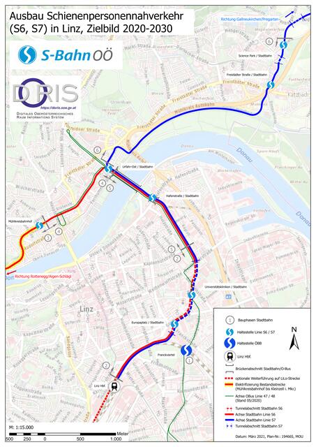 Der Verlauf der Stadtbahn durch Linz. | Foto: Land OÖ