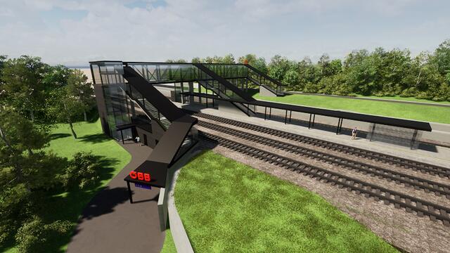 So soll die neue Station Grillgasse künftig aussehen: barrierefrei und mit Windschutz. | Foto: ÖBB/Reithofer-Feuchtenhofer ZT GmbH