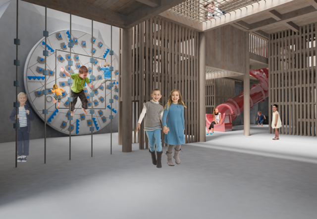 Die Arbeiten liegen voll im Zeitplan: Auf 400 qm können sich die Kinder ab Mai spielerisch austoben. | Foto: JUFA Hotels