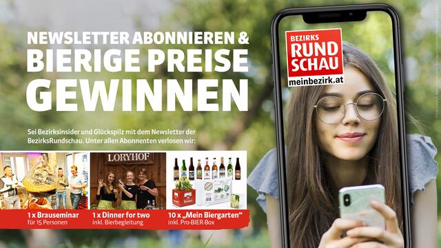 Unter allen Newsletter Abonnenten wird ein Brauseminar für 15 Personen, ein Dinner for two inkl. Bierbegleitung und 10 x "Mein Biergarten" inkl. Pro-BIER-Box verlost.