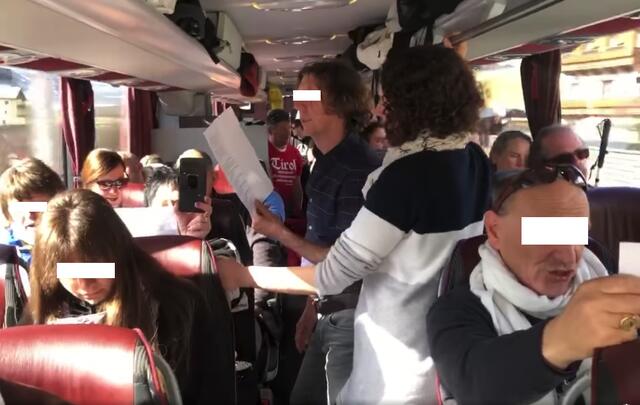 Die Busfahrt nach Wien fand am 6. März statt, hier ein Screenshot aus dem Video, das in den sozialen Netzwerken für Unverständnis sorgt. | Foto: fb Veranstalter
