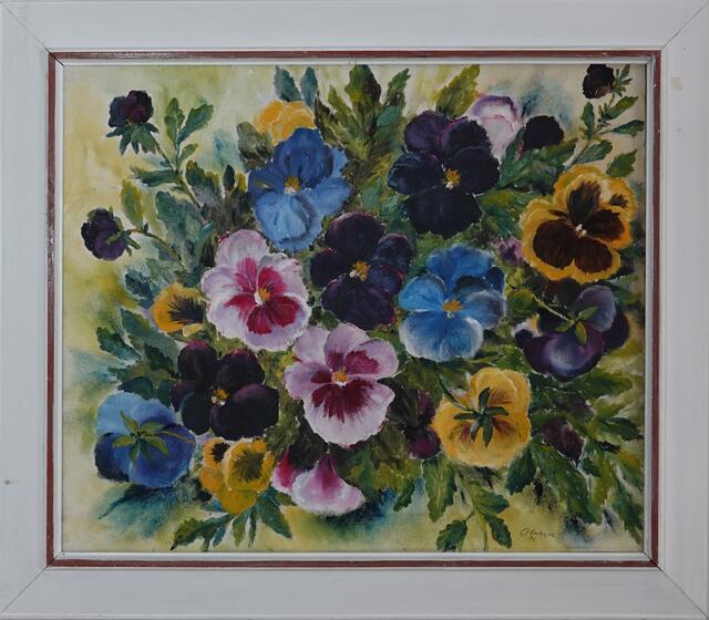 Künstlerin: Erika Almberger, Titel des Bildes: Frühling, Technik: Öl auf Leinen, Größe: 73 cm (Breite) x 62 cm (Höhe), Preis: unverkäuflich, Auflagenhöhe: 1 Stück (= Original), Entstehungsjahr: 1996 | Foto: Erika Almberger (Künstlerin aus Kirchdorf in Tirol)