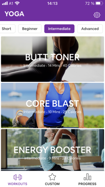 Yoga for Beginners – unser App-Tipp der Woche – ist eine kostenlose Yoga-App für Anfänger. Die Übungseinheiten lassen sich für die eigenen Ansprüche auswählen: Von Yoga vor dem Schlafengehen bis hin zu Yoga für den Po. Yoga for Beginners gibt es für Android und IOS. | Foto: Screenshot