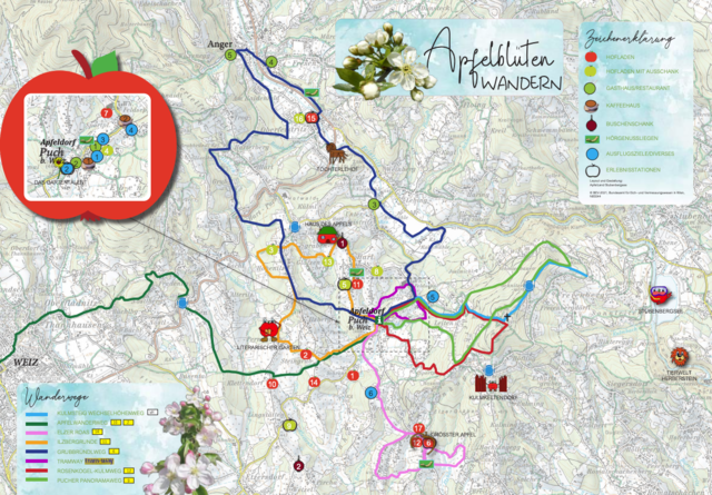 In den Apfelblütenwochen kann man die Region in ihrer schönsten Pracht auf 8 verschiedenen Wegen erwandern und genießen.