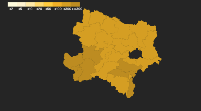 Die Inzidenzen NÖs. | Foto: Screenshot covid19-dashboard