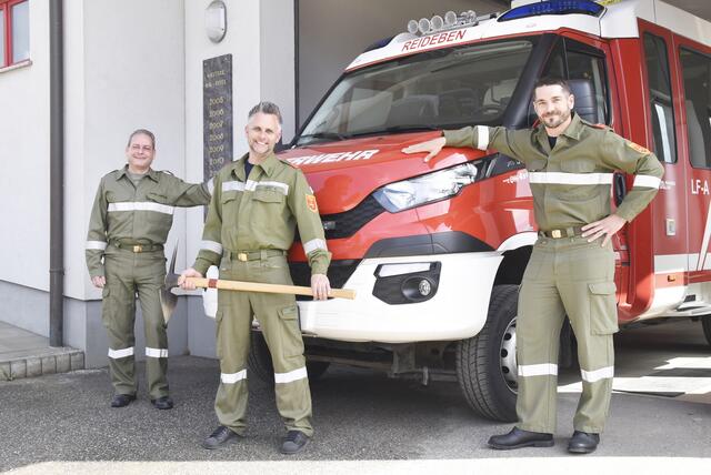 Von links: Kommandant Zugtrupp A. Kassin, Kommandant KAT-Zug 5 R. Inkret (FF Reideben) und Stellvertreter M. Jamer (FF St. Michael ob B.) | Foto: RMK