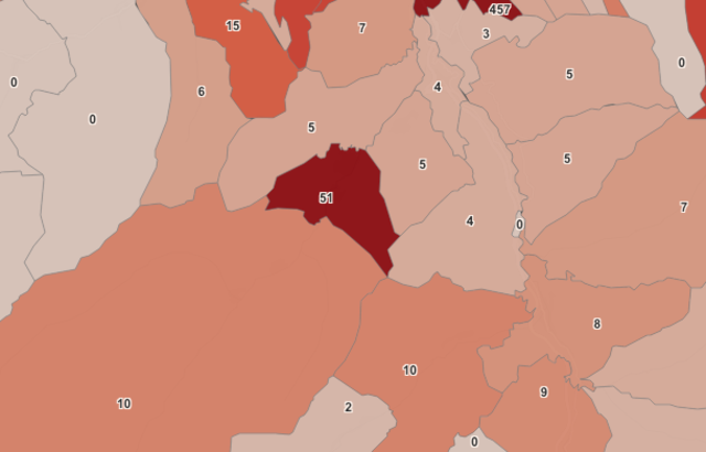 Im Dashboard des Landes Tirol ist Fulpmes schon seit Tagen tiefrot, während die Zahlen rundum niedrig sind. | Foto: Screenshot