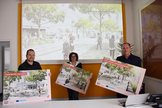 Georg Schratzenthaller (Obmann der IG Thaliastraße), Verena Wiesinger (Wirtschaftskammer Wien Bezirks-Obfrau) und Bezirksvorsteher Franz Prokop (SPÖ), (v.l.) | Foto: BV16