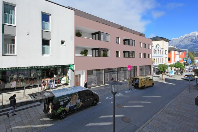 Das ehemalige Schöpplhaus weicht einem Wohn- und Geschäftsgebäude, wo auch eine Ennspongauer Metzgerei einziehen wird. | Foto: Ellmer &amp; Partner (Visualisierung)