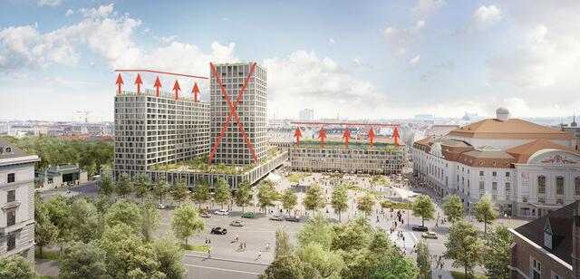 Der Plan B für den Heumarkt: Kein Turm aber ein höheres Hotel. Das stößt auf Kritik.