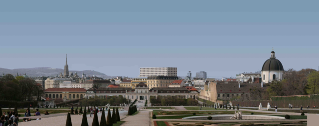 Das wäre der Blick vom Belvedere aus nach den nun vorliegenden Plänen zum Hochhausprojekt am Heumarkt.
