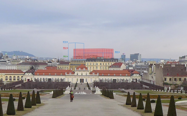 Von 38 auf 55,2 Meter. Dass diese Höhe welterbe-verträglich ist, wird seitens der UNESCO bezweifelt.