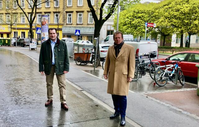 VP-Wieden Klubobmann Johannes Pasquali (l.) und VP-Wien Verkehrssprecher Wolfgang Kieslich halten von den Umgestaltungsplänen nichts.