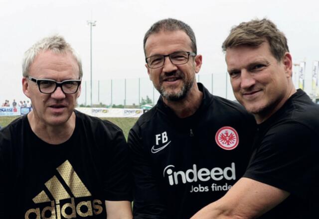 Freuen sich schon auf ein Wiedersehen: Ralph Schader Fredi Bobic und Andreas Herzog (v.l.).