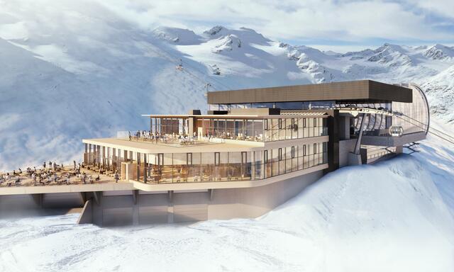 Das herausragende diesjährige Investitionsprojekt der Bergbahnen Sölden: der Neubau des Restaurants an der Gaislachkogl-Mittelstation.