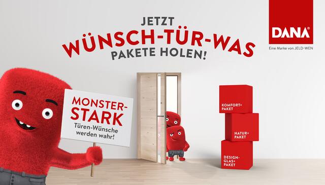 Die monsterstarken Türenpakete KOMFORT+, NATUR+ und DESIGNGLAS+ von DANA sorgen für perfekt ausgestattete Türen für jeden Stil.