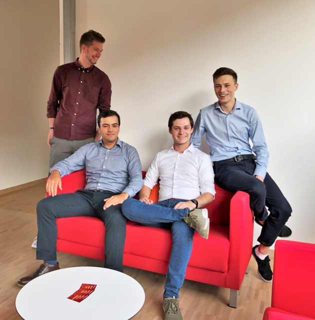 Die vier Gründer von Pionize: Maximilian Hauke, Mirabror Mirzokhidov, Alexander Lerach und Tymofii Melnyk (v. l.).