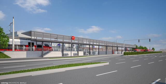 Die zukünftige Bahnhof-Haltestelle bei Rum. Bis Dezember 2022 soll abgeschlossen sein.