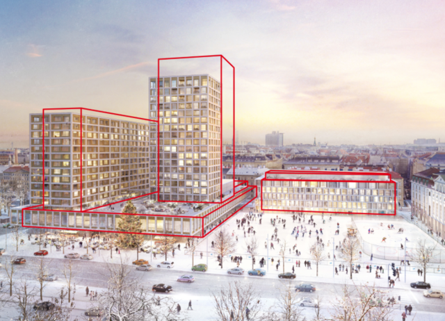 Der Hotel-Turm (Bildmitte) soll nun ganz wegfallen, dafür plant man Luxus-Kleinwohnungen für Senioren im unveränderten Rest des Projekts. | Foto: Wertinvest