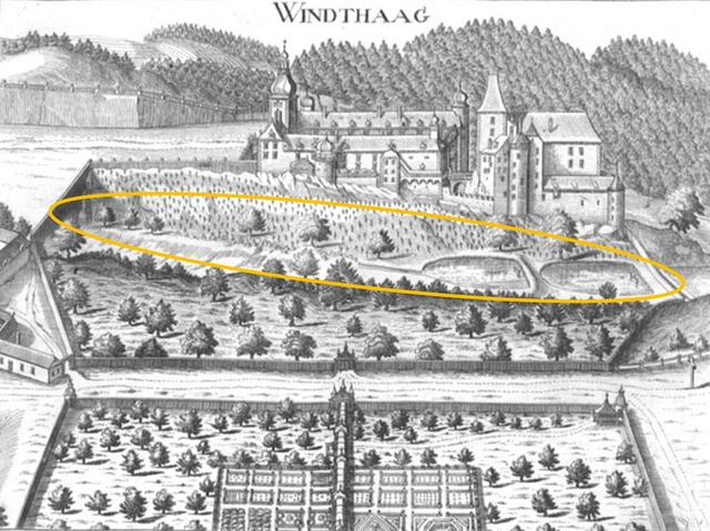 In der Topographia Windhagiana aus dem 17. Jahrhundert ist das prunkvolle Renaissanceschloss Windhaag dargestellt.