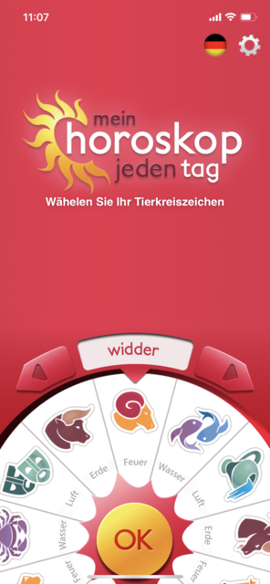 Unser APP-Tipp der Woche "Mein Horoskop - jeden Tag" bietet für alle Sternzeichen täglich einen Blick in die Sterne. Zusätzlich gibt es das Monats- und Jahreshoroskop. Die App gibt es kostenlos für Android und IOS. | Foto: Screenshot