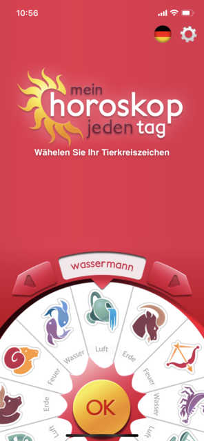 Unser APP-Tipp der Woche "Mein Horoskop - jeden Tag" bietet für alle Sternzeichen täglich einen Blick in die Sterne. Zusätzlich gibt es das Monats- und Jahreshoroskop. Die App gibt es kostenlos für Android und IOS. | Foto: Screenshot