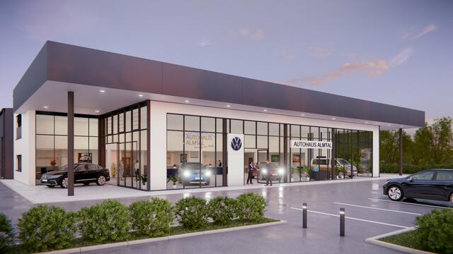 Im Gewerbegebiet in Scharnstein wird das neue Autohaus Almtal errichtet. Das erfolgreiche Unternehmen wird bereits in zweiter Generation von Alexander Gundendorfer geführt.