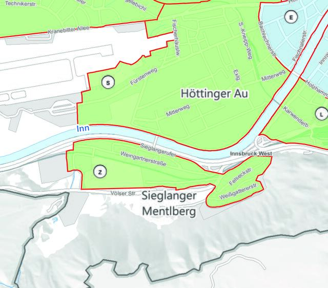 Parkraumbewirtschaftung im Westen von Innsbruck.