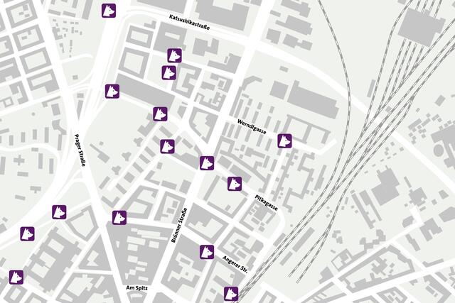 Eine Übersicht der Sackerlspender in der Umgebung. | Foto: APA/Lisa Piroutz