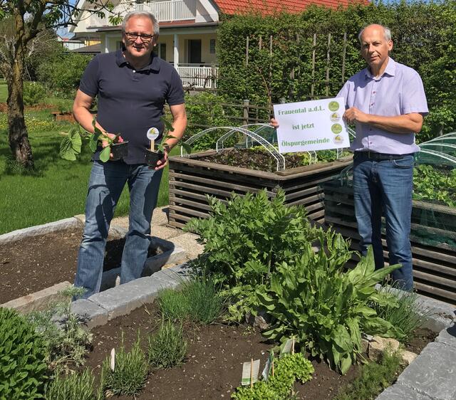Ölspurgemeinde Frauental: Bgm. Bernd Hermann und Vizebgm. Günter Steinbauer freuen sich auf viele Aktionen rund um den Kürbis
