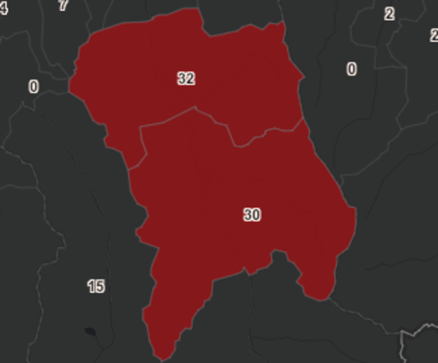 Die Nachbargemeinden Umhausen und Längenfeld weisen einmal stark steigende und einmal schon wieder sinkende Zahlen auf. | Foto: Screenshot Tirol dashboard