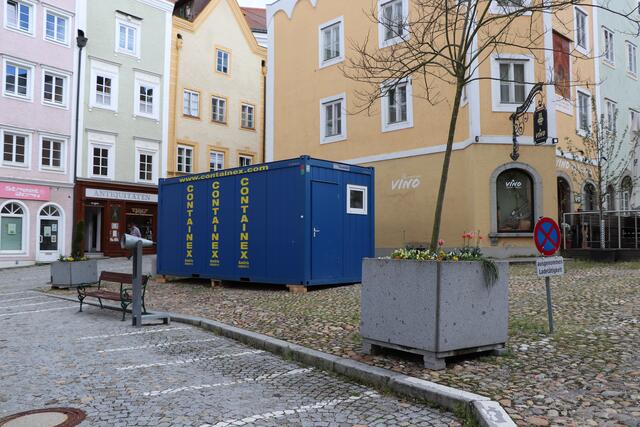 In diesem Container werden ab 19. Mai am Unteren Stadtplatz Selbsttests unter Aufsicht angeboten.