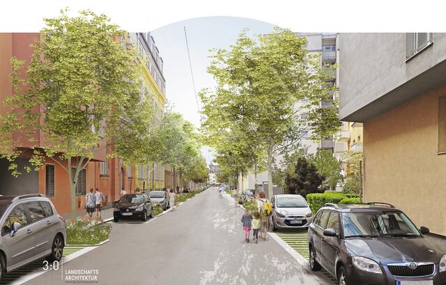 Im September starten die Umbauarbeiten für eine Begrünung in der Kroatengasse. 50 großkronige Bäume sollen dort gepflanzt werden.