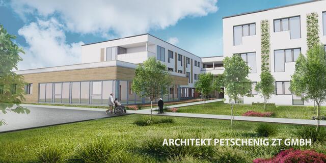 Visualisierung des Pflegeheims: 75 Vollzeitplätze und 15 Plätze in der Tagesstätte sollen in zwei Jahren verfügbar sein. | Foto: Architekt Petschnig ZT GmbH