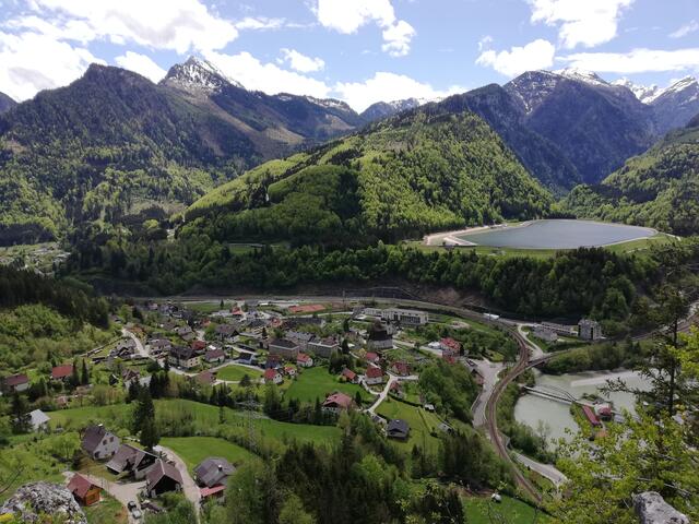 Blick vom Eckstall auf Hieflau,  Eisenbahn, Enns, Waagspeicher, Gesäuseberge, | Foto: Katzensteiner Brigitte